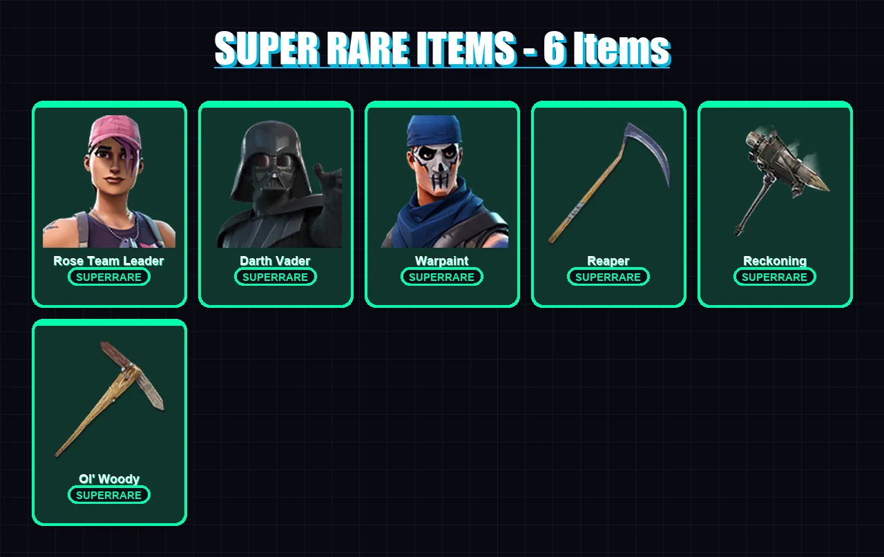[PC/XBOX/PSN] | Rose Team Leader | Darth Vader | Warpaint | Paradigm (Reality-659) | Calamity | 51 skin | 53 pickaxe | 49 emote | 55 glider | Lv718