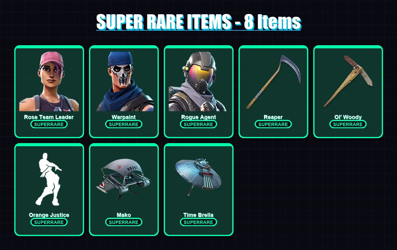 [PC/XBOX/PSN] | Rose Team Leader | Warpaint | Rogue Agent | Omega | Midas | 123 skin | 126 pickaxe | 131 emote | 119 glider | Lv1448