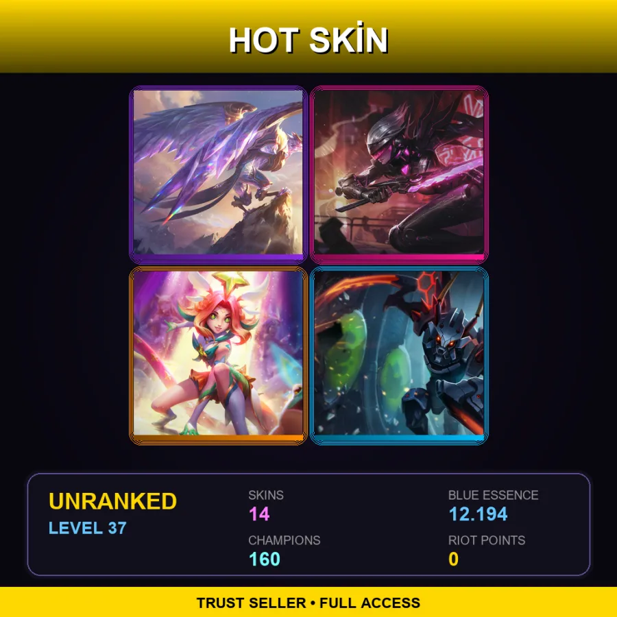 VN | Lv37 | Unranked | 14 Skin | 160 Champ — LoL account