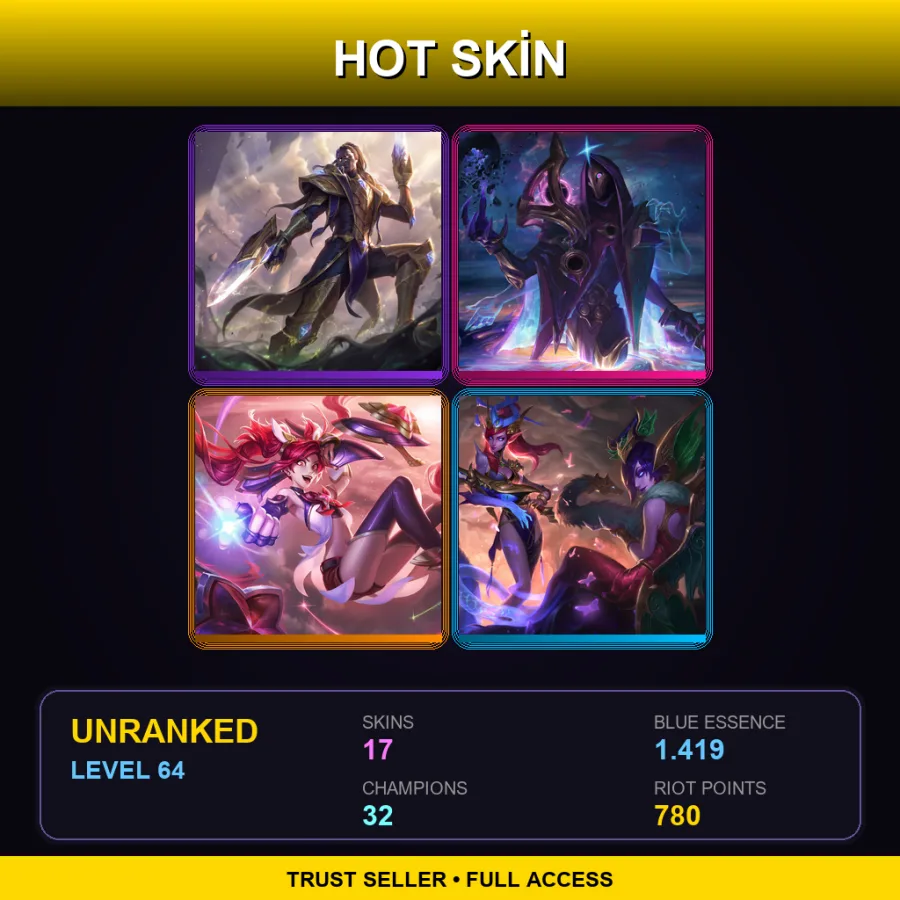 EUNE | Lv64 | Unranked | 17 Skin | 32 Champ