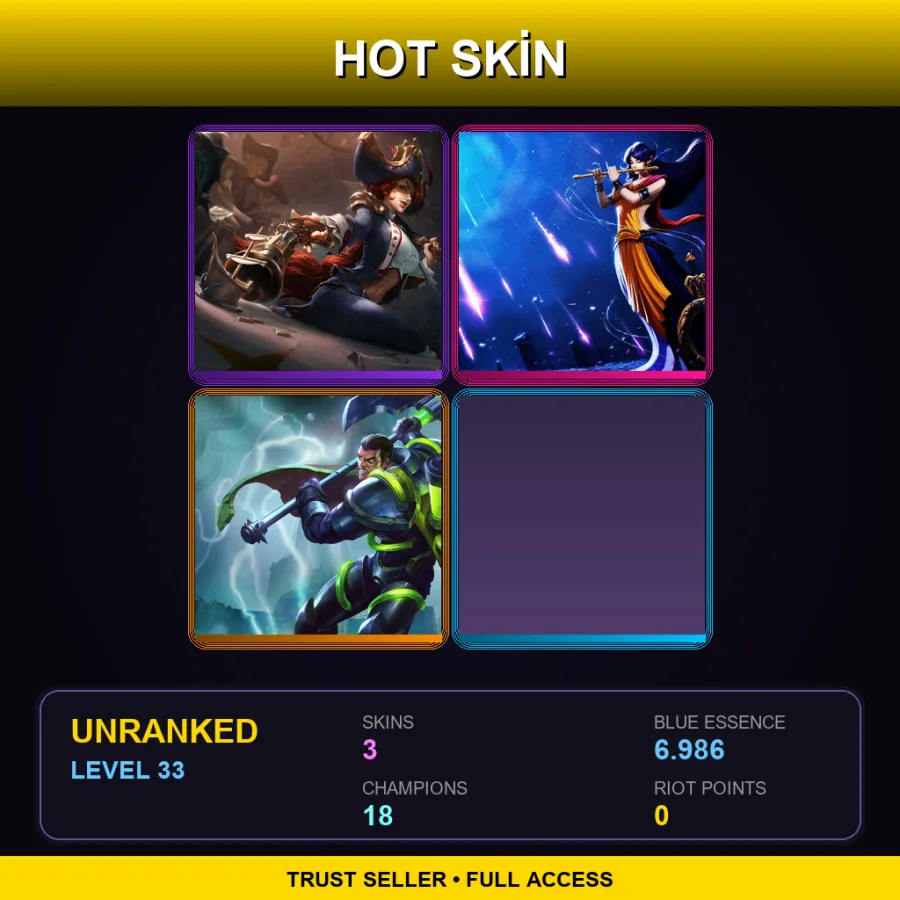 EUNE | Lv33 | Unranked | 3 Skin | 18 Champ