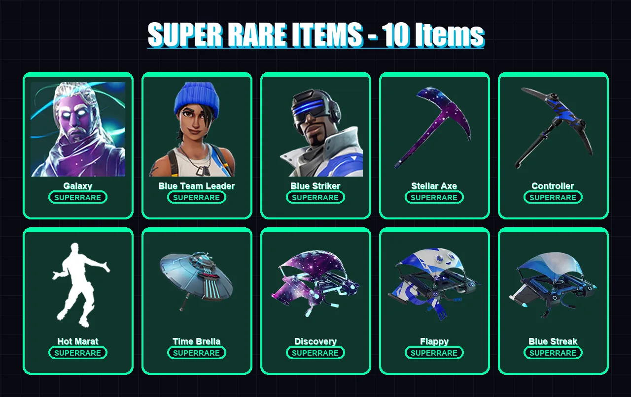 [PS4/PS5/XBOX/PC] | Galaxy | Blue Team Leader | Blue Striker | Drift | Blackheart | 12 skin | 30 pickaxe | 35 emote | 47 glider | Lv681