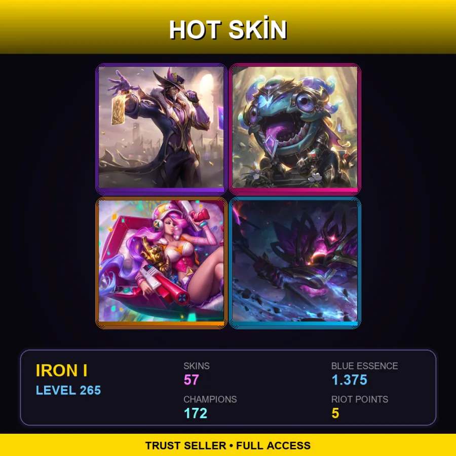 EUNE | Lv265 | Iron I | 57 Skin | 172 Champ