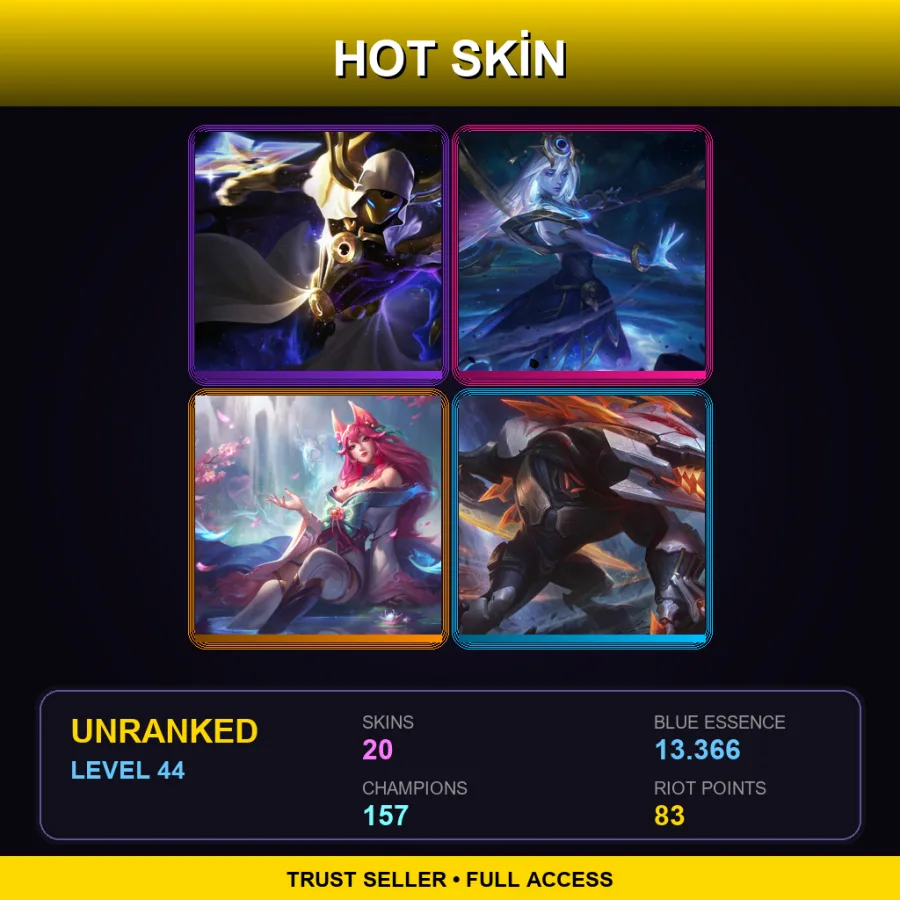 SG | Lv44 | Unranked | 20 Skin | 157 Champ — LoL account