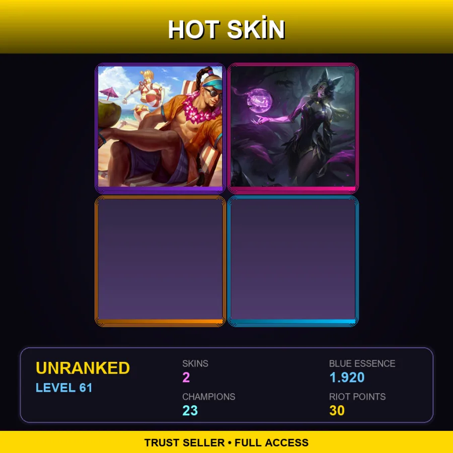 EUW | Lv61 | Unranked | 2 Skin | 23 Champ — LoL account