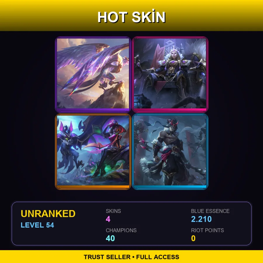 LAS | Lv54 | Unranked | 4 Skin | 40 Champ — LoL account