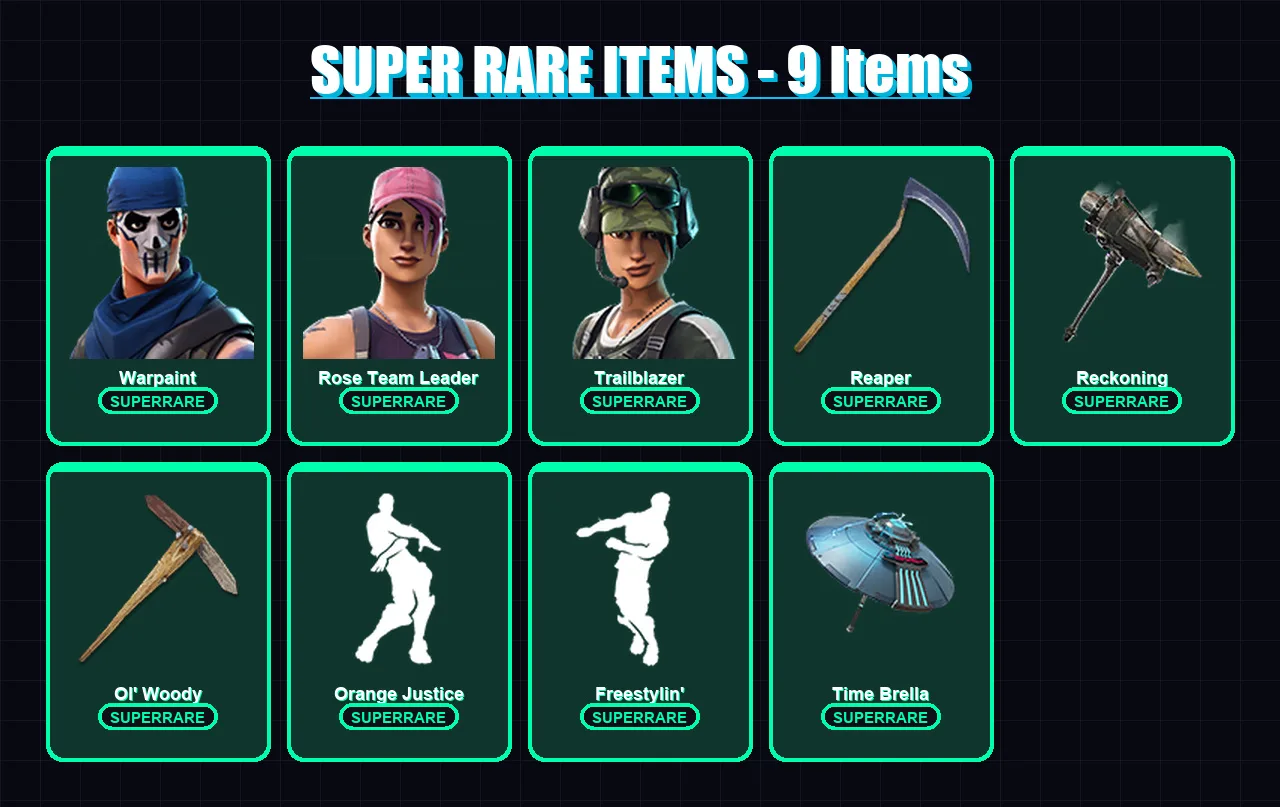 [PC] | Warpaint | Rose Team Leader | Trailblazer | Cuddle Team Leader | Sentinel | 198 skin | 192 pickaxe | 162 emote | 120 glider | Lv1181