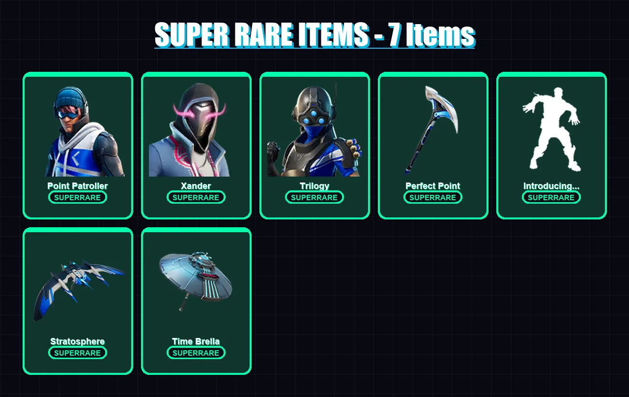[PC] | Point Patroller | Xander | Trilogy | Omegarok | Deadpool | 69 skin | 94 pickaxe | 76 emote | 87 glider | Lv1273 — Fortnite account