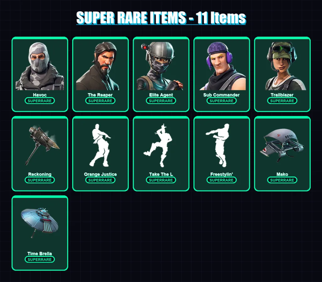 [PC/PSN] | Havoc | The Reaper | Elite Agent | Sub Commander | Trailblazer | 66 skin | 63 pickaxe | 49 emote | 56 glider | Lv817