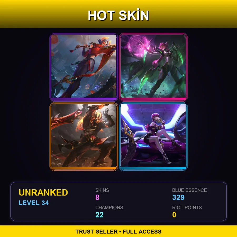 EUNE | Lv34 | Unranked | 8 Skin | 22 Champ