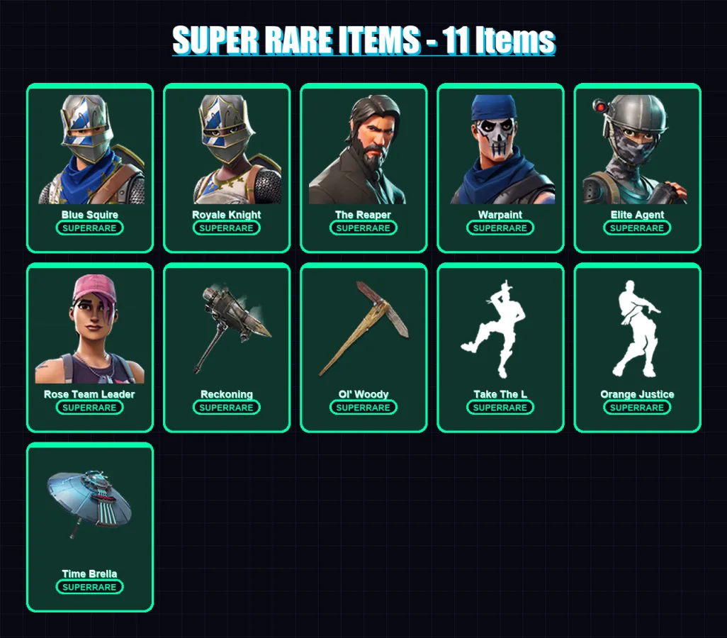 [PC/PSN] | Blue Squire | Royale Knight | The Reaper | Warpaint | Elite Agent | 75 skin | 94 pickaxe | 75 emote | 91 glider | Lv1310