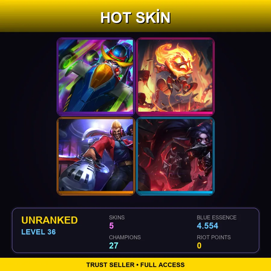 EUW | Lv36 | Unranked | 5 Skin | 27 Champ