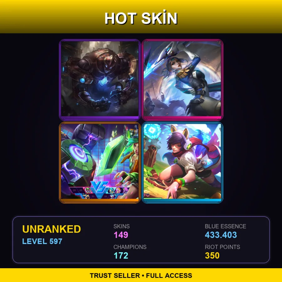 BR | Lv597 | Unranked | 149 Skin | 172 Champ — LoL account