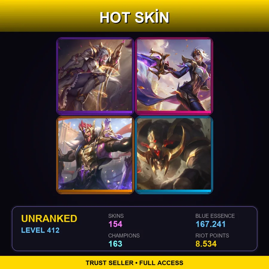 SG | Lv412 | Unranked | 154 Skin | 163 Champ