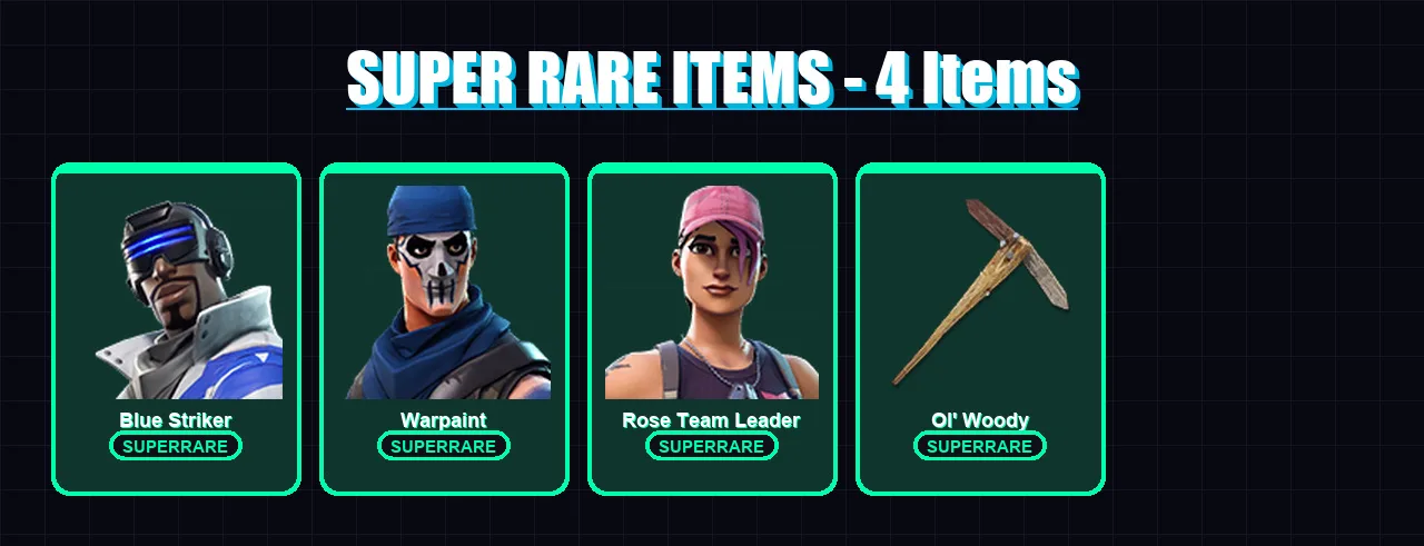 [PC/XBOX] | Blue Striker | Warpaint | Rose Team Leader | Blackheart | Hybrid | 37 skin | 56 pickaxe | 49 emote | 47 glider | Lv504