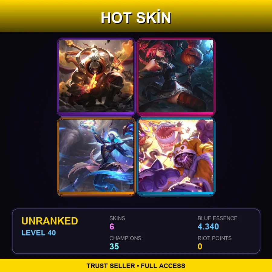 LAS | Lv40 | Unranked | 6 Skin | 35 Champ — LoL account