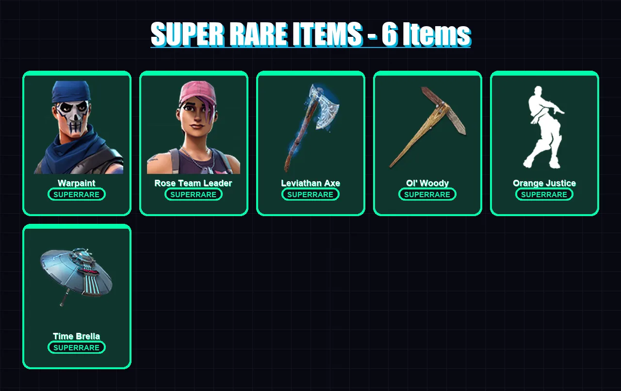 [PC/XBOX/PSN] | Warpaint | Rose Team Leader | Menace | Joey | Mandalorian | 57 skin | 83 pickaxe | 67 emote | 74 glider | Lv1166