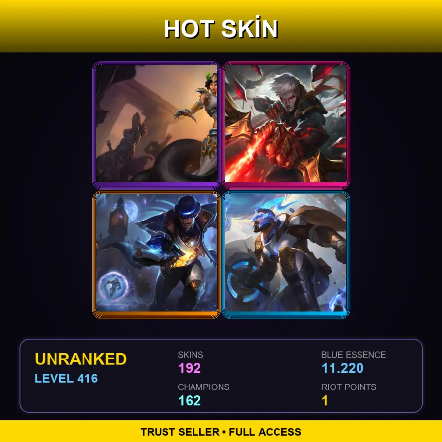 SG | Lv416 | Unranked | 192 Skin | 162 Champ
