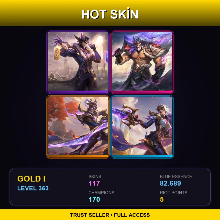 VN | Lv363 | Gold I | 117 Skin | 170 Champ — LoL account