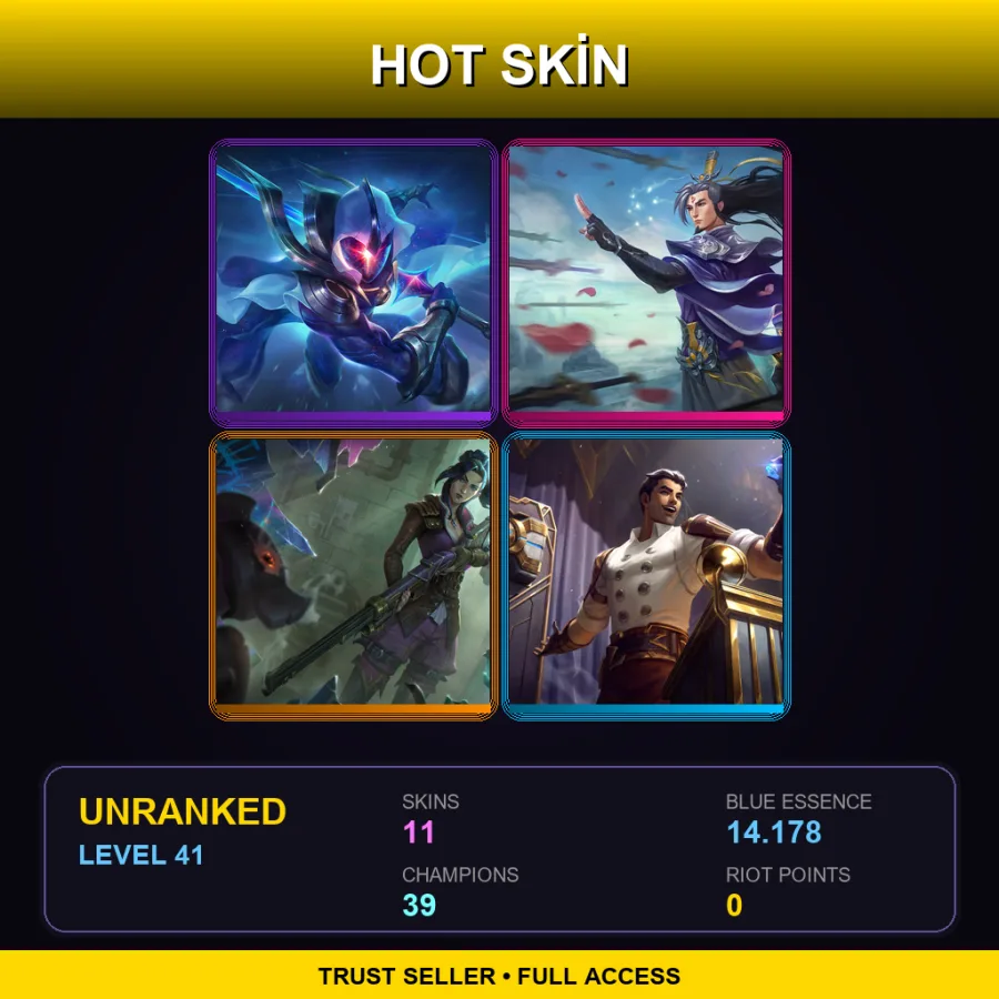EUW | Lv41 | Unranked | 11 Skin | 39 Champ — LoL account