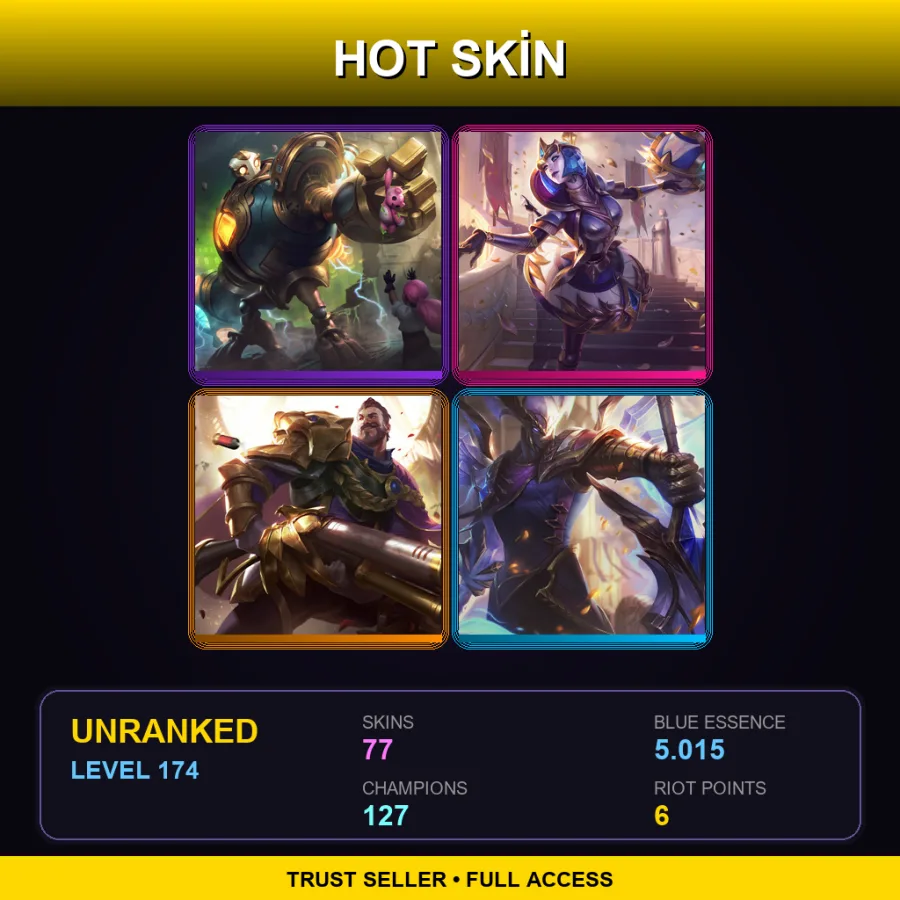 SG | Lv174 | Unranked | 77 Skin | 127 Champ