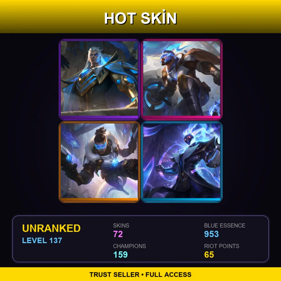 BR | Lv137 | Unranked | 72 Skin | 159 Champ — LoL account