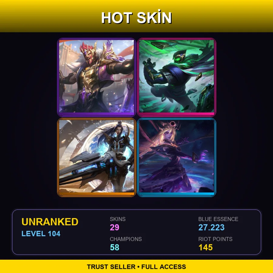 NA | Lv104 | Unranked | 29 Skin | 58 Champ — Sun Eater Kayle