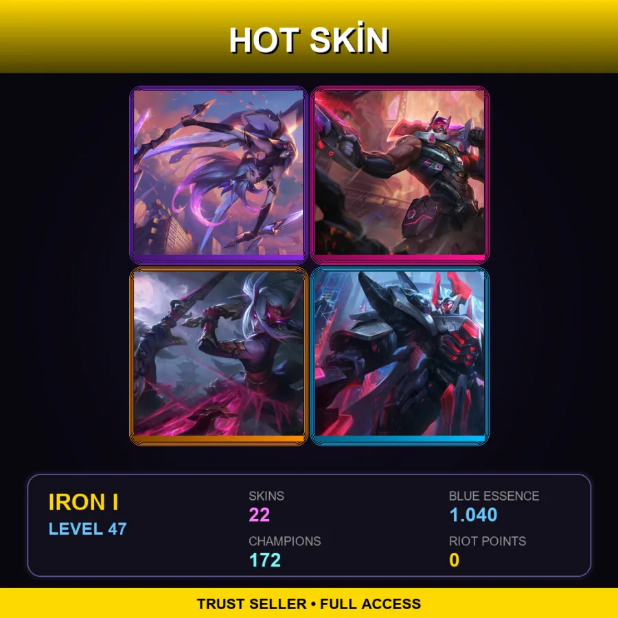 VN | Lv47 | Iron I | 22 Skin | 172 Champ — LoL account