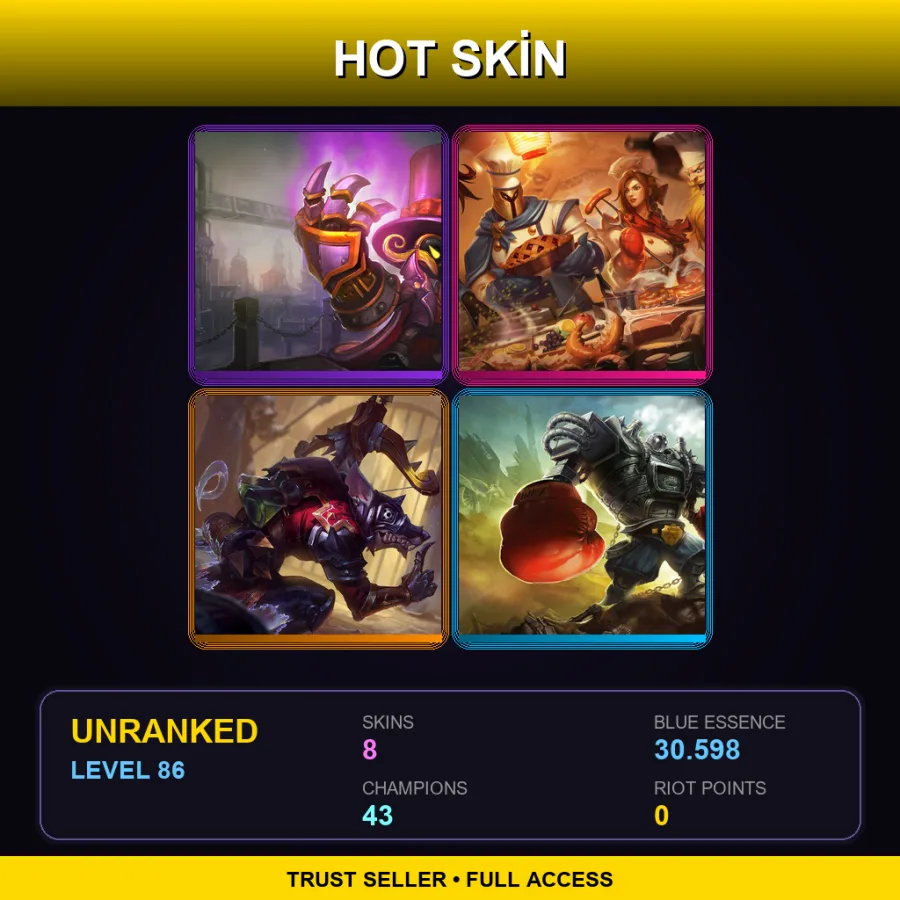 EUNE | Lv86 | Unranked | 8 Skin | 43 Champ
