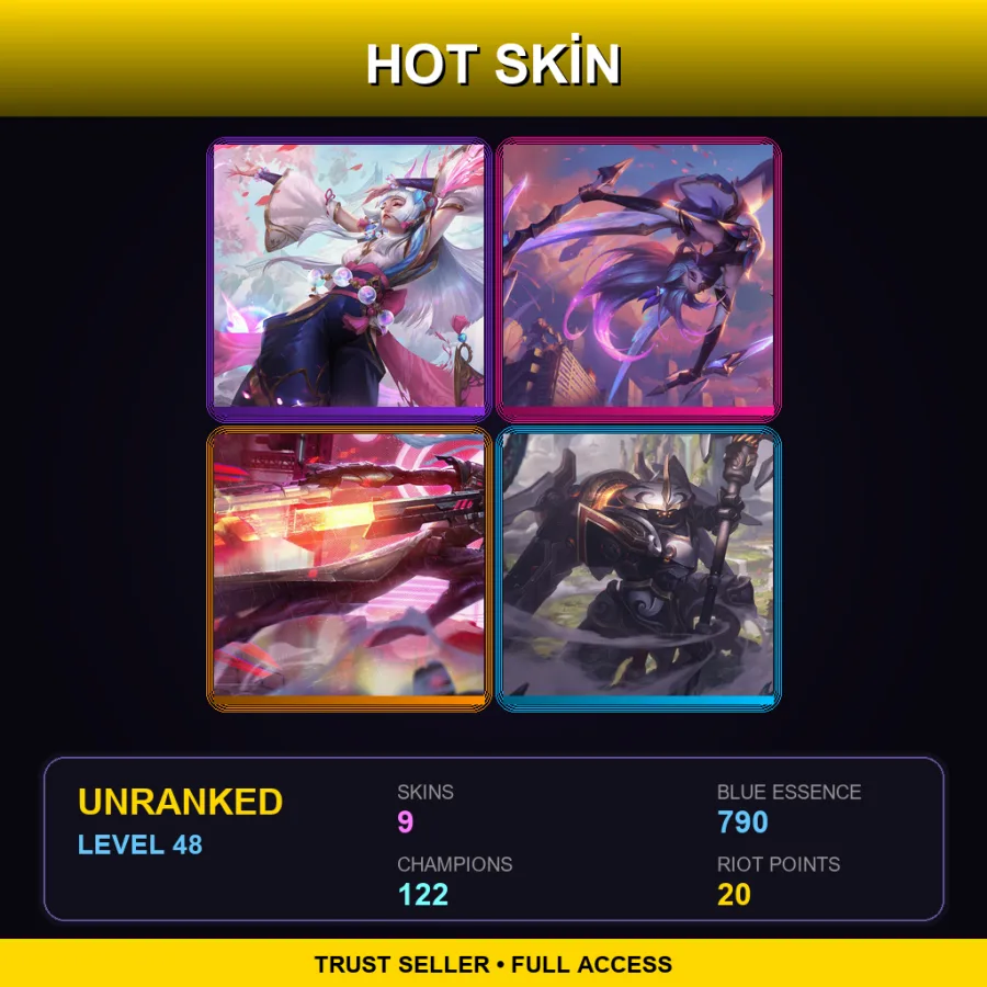 TW | Lv48 | Unranked | 9 Skin | 122 Champ — LoL account