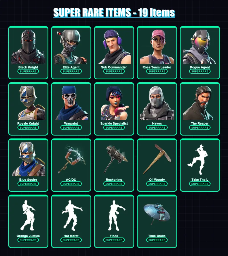 [PC/PSN] | Black Knight | Elite Agent | Sub Commander | Rose Team Leader | Rogue Agent | 112 skin | 101 pickaxe | 85 emote | 95 glider | Lv1676