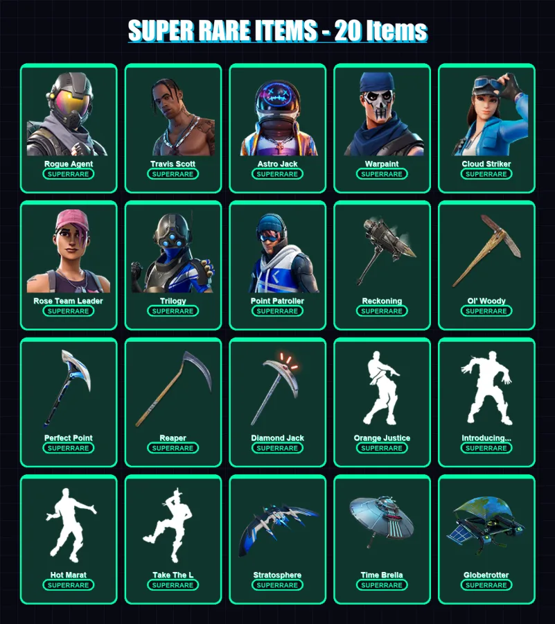 [PC/PSN] | Rogue Agent | Travis Scott | Astro Jack | Warpaint | Cloud Striker | 280 skin | 312 pickaxe | 213 emote | 212 glider | Lv2949
