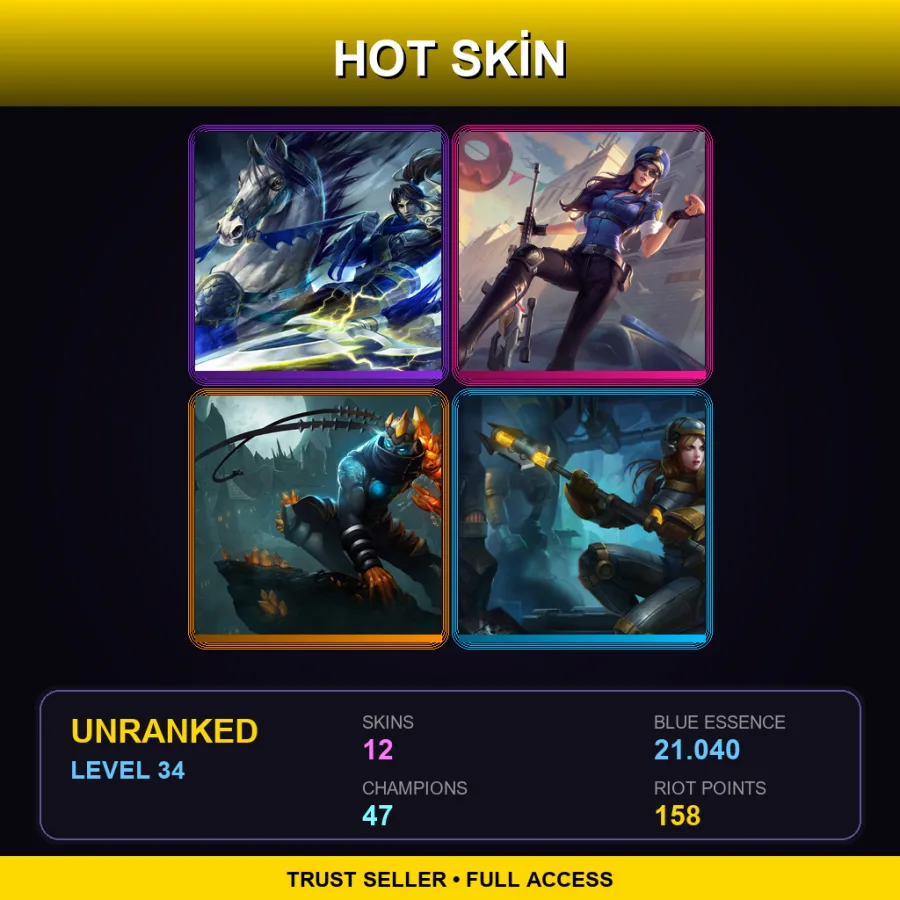 NA | Lv34 | Unranked | 12 Skin | 47 Champ