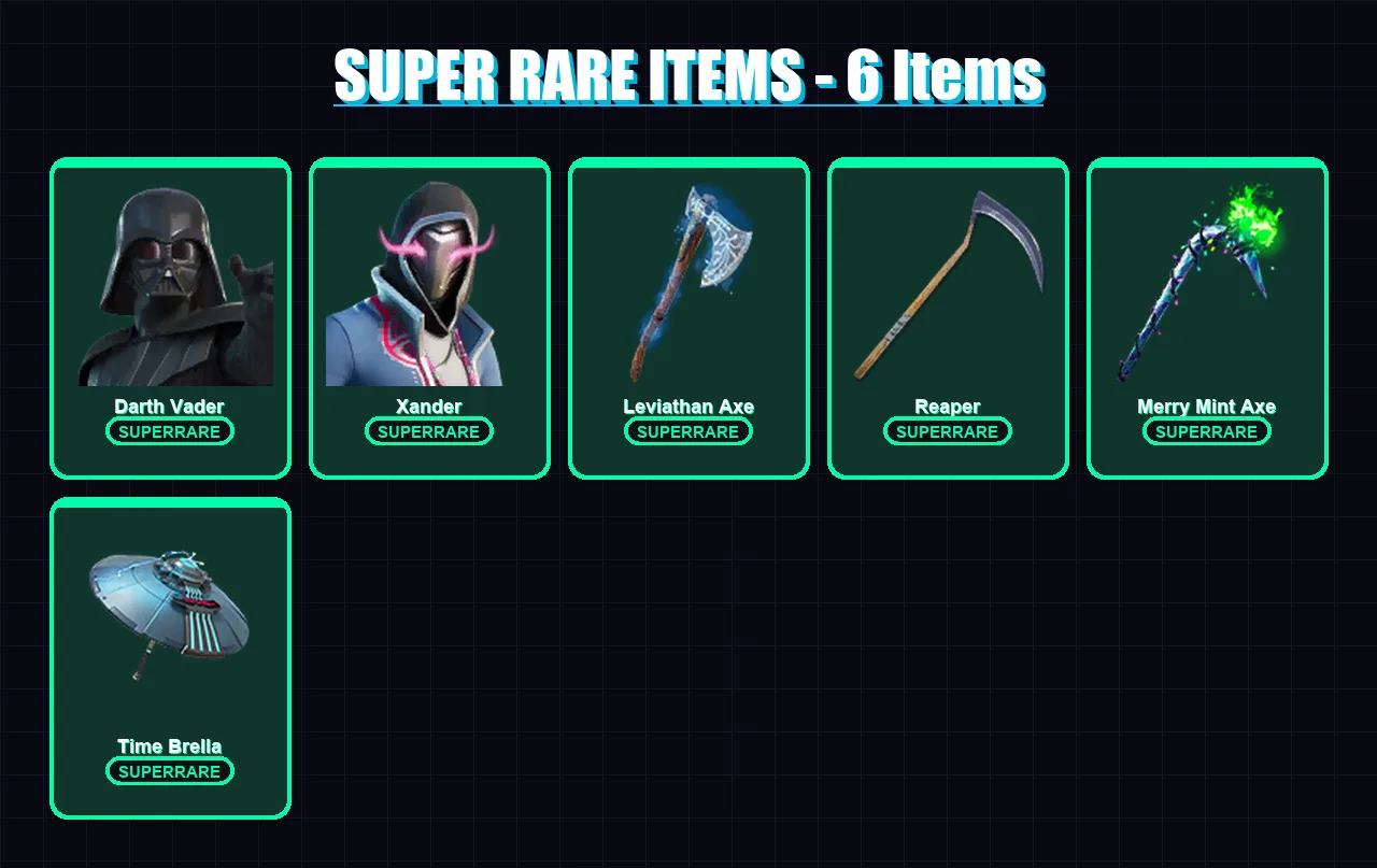[PC] | Darth Vader | Xander | Gear Specialist Maya | Omegarok | Valeria | 360 skin | 360 pickaxe | 238 emote | 233 glider | Lv6095