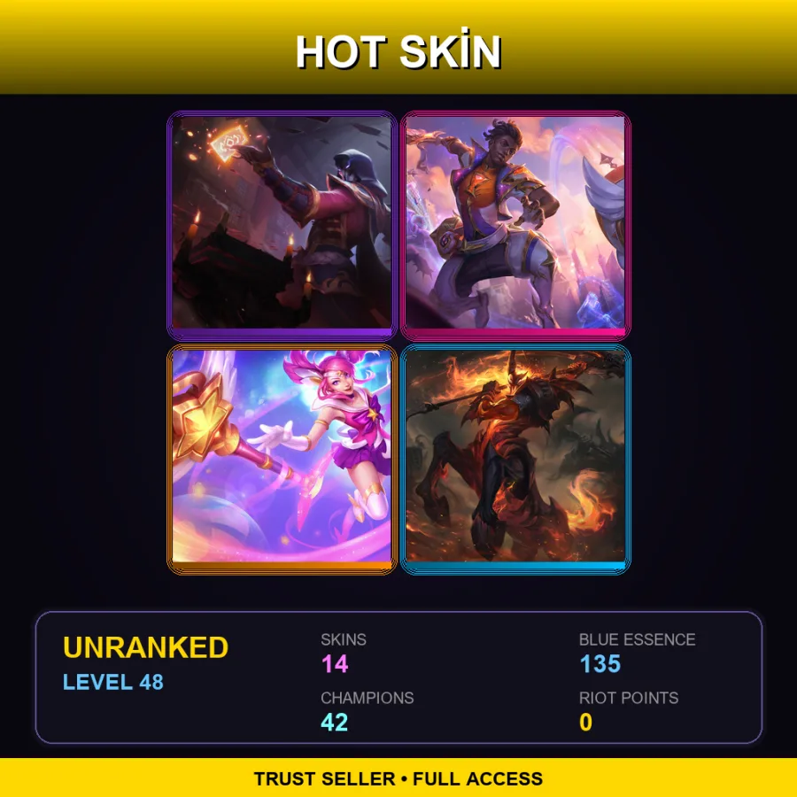 EUNE | Lv48 | Unranked | 14 Skin | 42 Champ — LoL account
