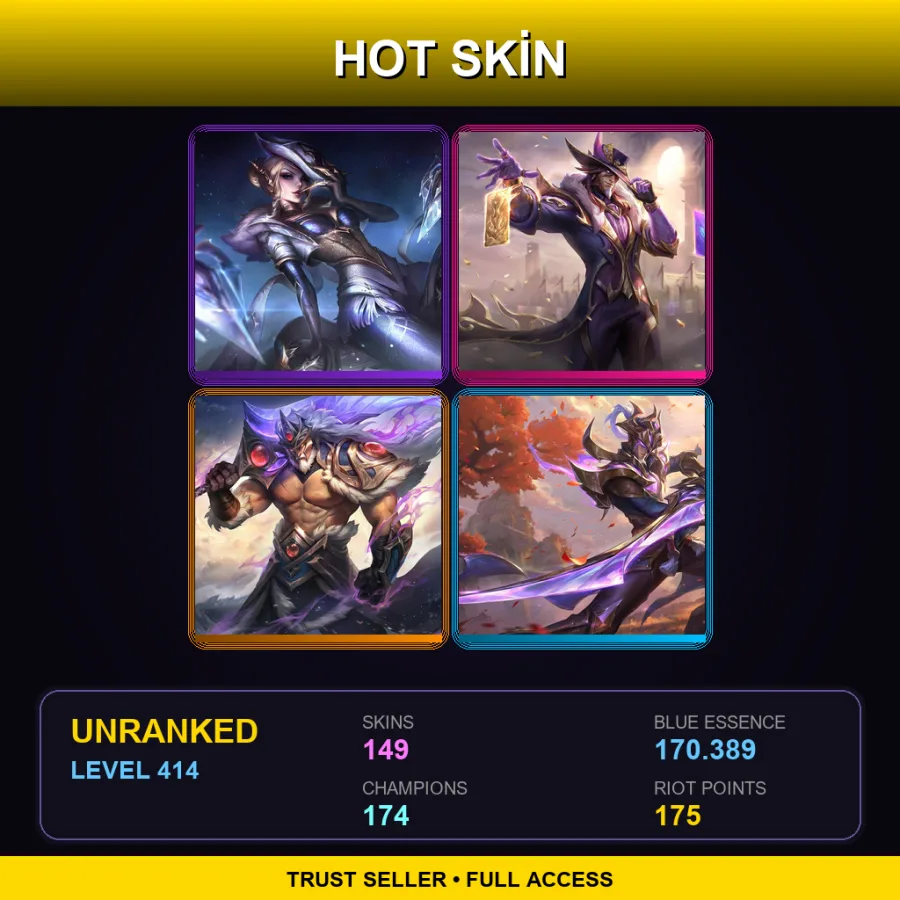 EUNE | Lv414 | Unranked | 149 Skin | 174 Champ — LoL account