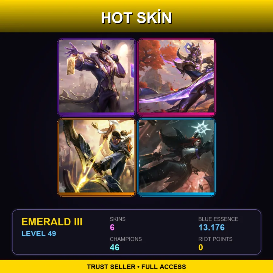 TR | Lv49 | Emerald III | 6 Skin | 46 Champ — LoL account