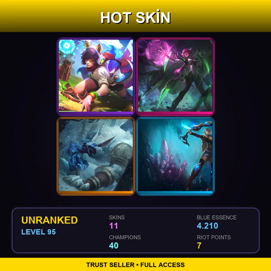 NA | Lv95 | Unranked | 11 Skin | 40 Champ