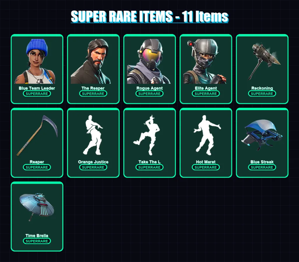 [PC/XBOX] | Blue Team Leader | The Reaper | Rogue Agent | Elite Agent | Carbide | 62 skin | 49 pickaxe | 64 emote | 59 glider | Lv761