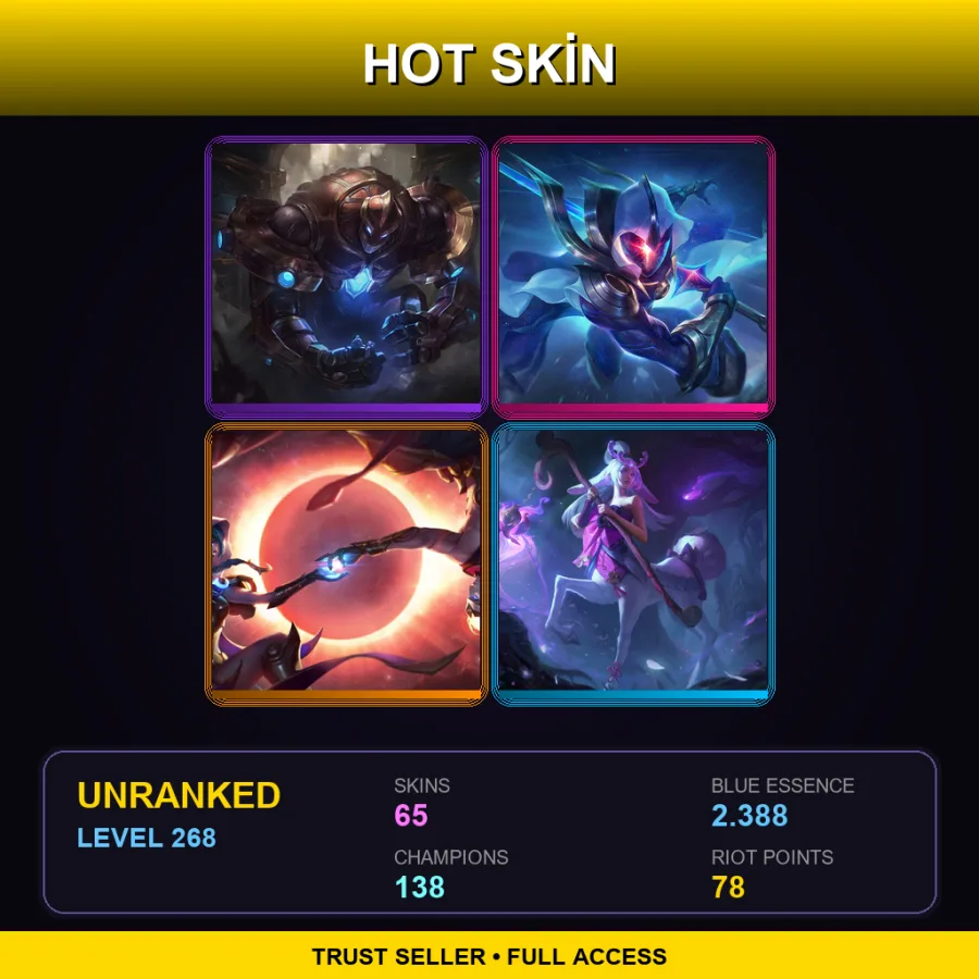 LAS | Lv268 | Unranked | 65 Skin | 138 Champ — Blight Crystal Varus