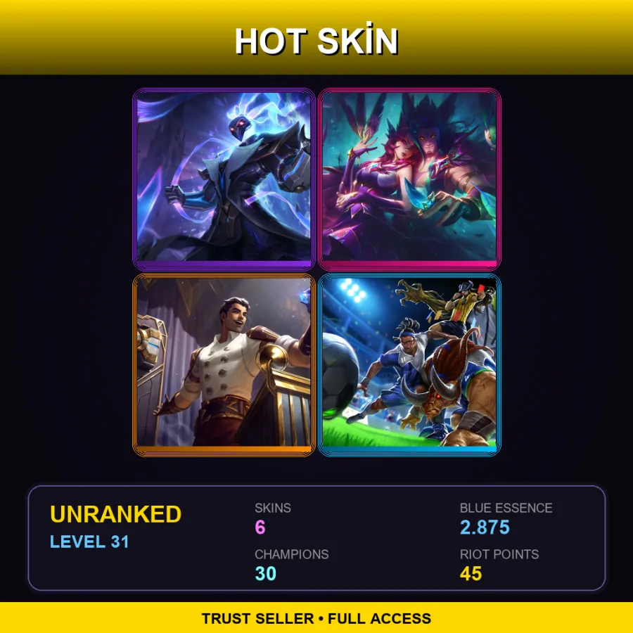 EUNE | Lv31 | Unranked | 6 Skin | 30 Champ — Red Card Twisted Fate