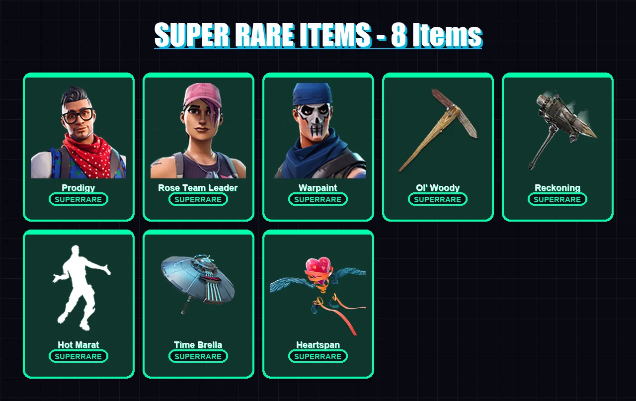 [PC/XBOX/PSN] | Prodigy | Rose Team Leader | Warpaint | Deadpool | Lynx | 94 skin | 78 pickaxe | 97 emote | 79 glider | Lv1011