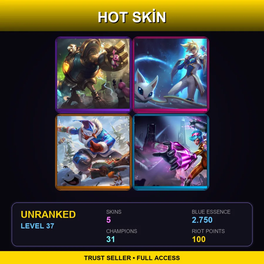 EUNE | Lv37 | Unranked | 5 Skin | 31 Champ