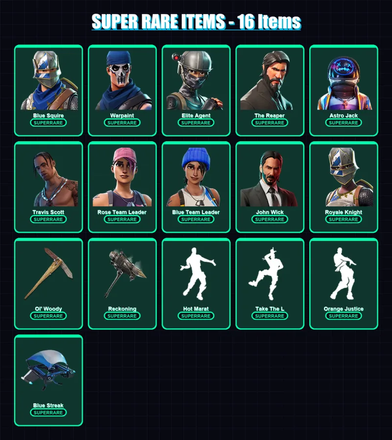[PC/XBOX/PSN] | Blue Squire | Warpaint | Elite Agent | The Reaper | Astro Jack | 121 skin | 79 pickaxe | 108 emote | 84 glider | Lv1129