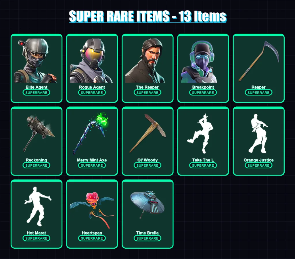 [PC/PSN] | Elite Agent | Rogue Agent | The Reaper | Breakpoint | Rox | 148 skin | 129 pickaxe | 121 emote | 111 glider | Lv2014