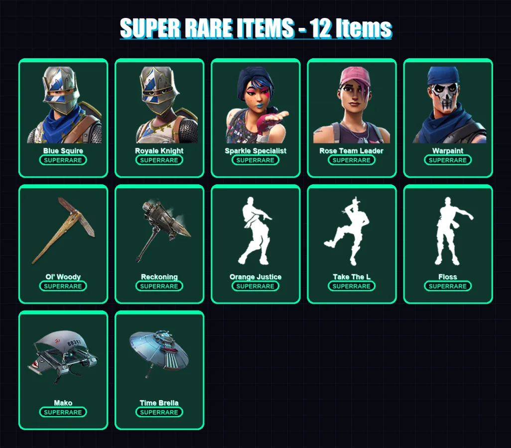 [PC/PSN] | Blue Squire | Royale Knight | Sparkle Specialist | Rose Team Leader | Warpaint | 27 skin | 31 pickaxe | 32 emote | 42 glider | Lv583 — Fortnite account