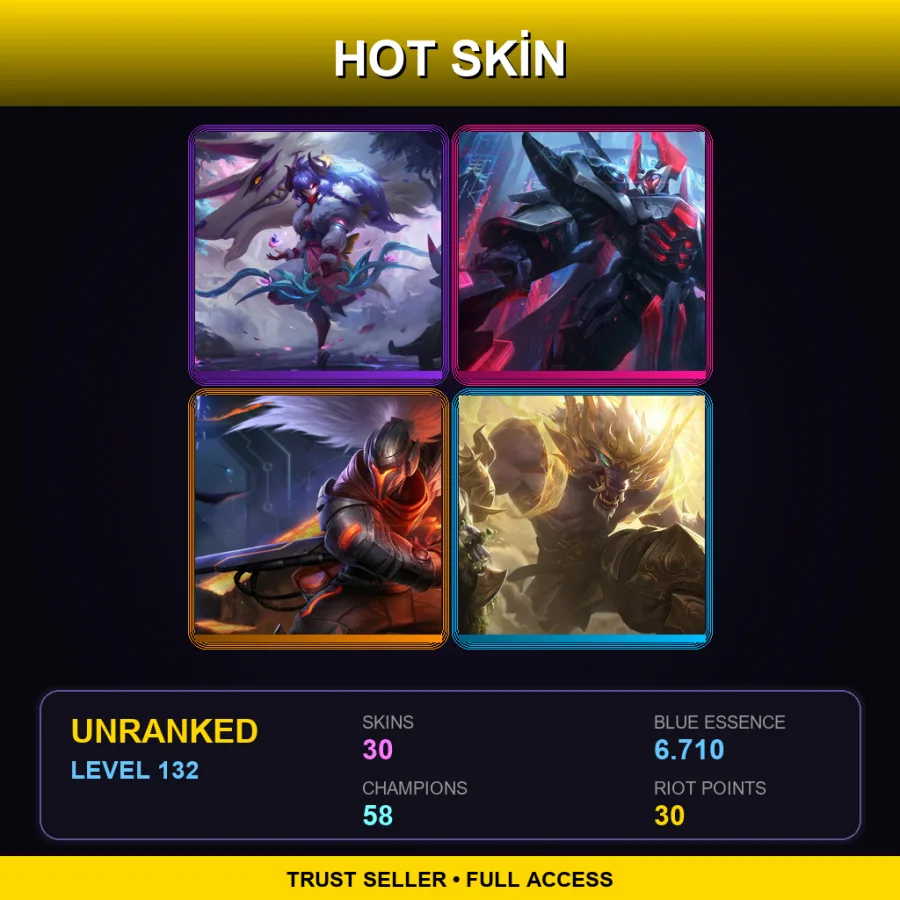 LAS | Lv132 | Unranked | 30 Skin | 58 Champ — Debonair Draven