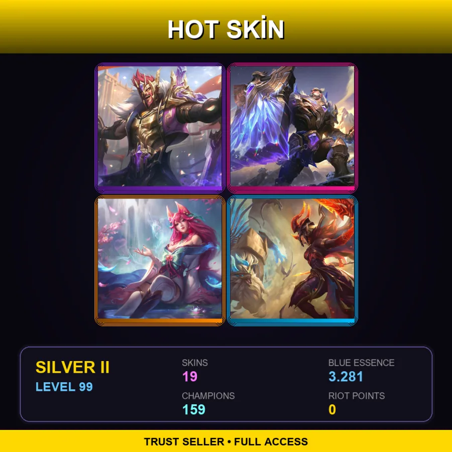EUW | Victorious Draven | Victorious Braum | Spirit Blossom Ahri | Dragonslayer Kayle | 19 Skin | 159 Champ | Silver II | Lv99