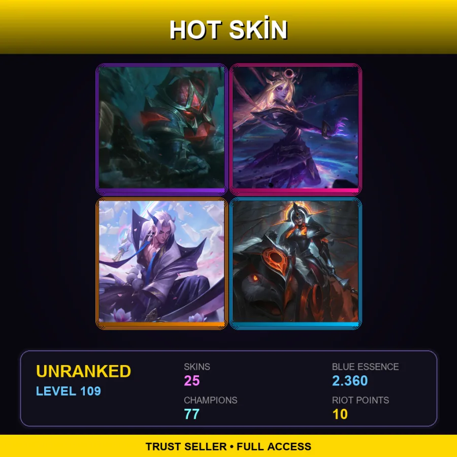 LAN | Lv109 | Unranked | 25 Skin | 77 Champ — Conqueror Nautilus