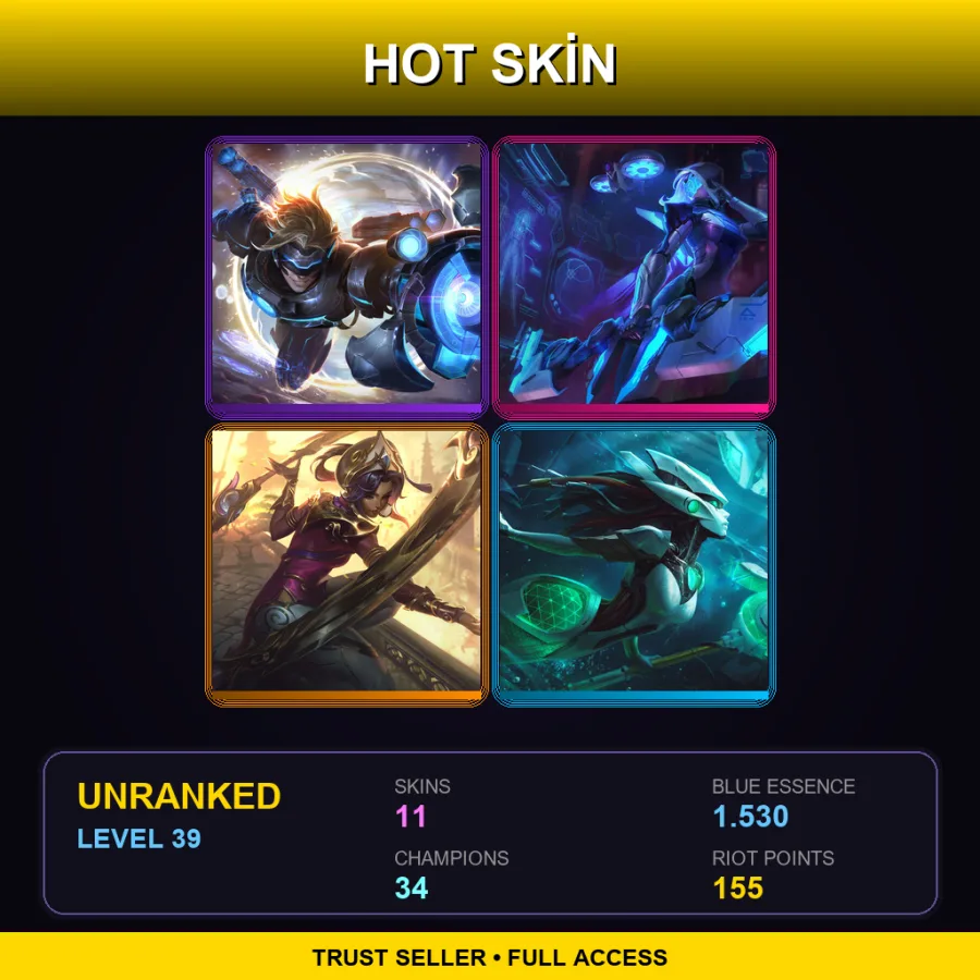 EUW | Lv39 | Unranked | 11 Skin | 34 Champ